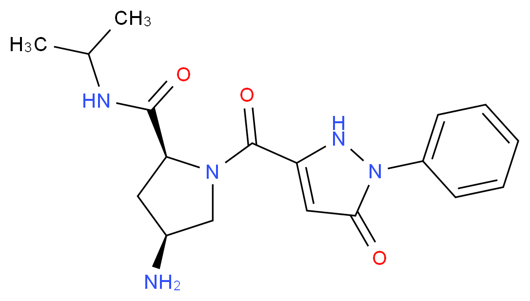 (4S)-4-amino-N-isopropyl-1-[(5-oxo-1-phenyl-2,5-dihydro-1H-pyrazol-3-yl)carbonyl]-L-prolinamide_分子结构_CAS_)