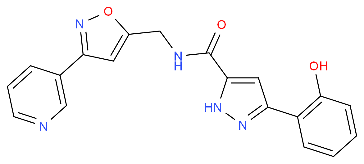 3-(2-hydroxyphenyl)-N-{[3-(3-pyridinyl)-5-isoxazolyl]methyl}-1H-pyrazole-5-carboxamide_分子结构_CAS_)