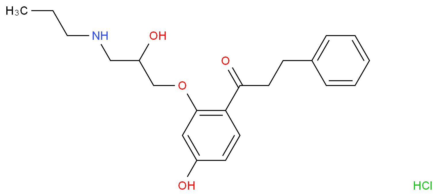 1-{4-hydroxy-2-[2-hydroxy-3-(propylamino)propoxy]phenyl}-3-phenylpropan-1-one hydrochloride_分子结构_CAS_86383-31-5