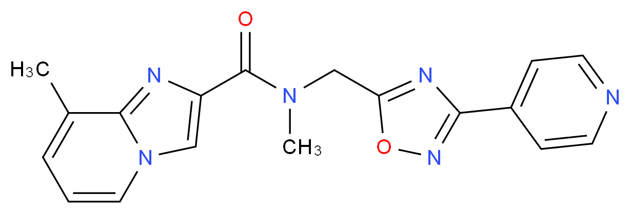 N,8-dimethyl-N-{[3-(4-pyridinyl)-1,2,4-oxadiazol-5-yl]methyl}imidazo[1,2-a]pyridine-2-carboxamide_分子结构_CAS_)
