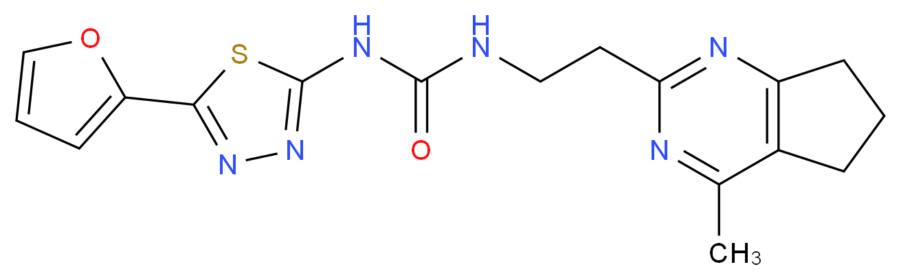 N-[5-(2-furyl)-1,3,4-thiadiazol-2-yl]-N'-[2-(4-methyl-6,7-dihydro-5H-cyclopenta[d]pyrimidin-2-yl)ethyl]urea_分子结构_CAS_)
