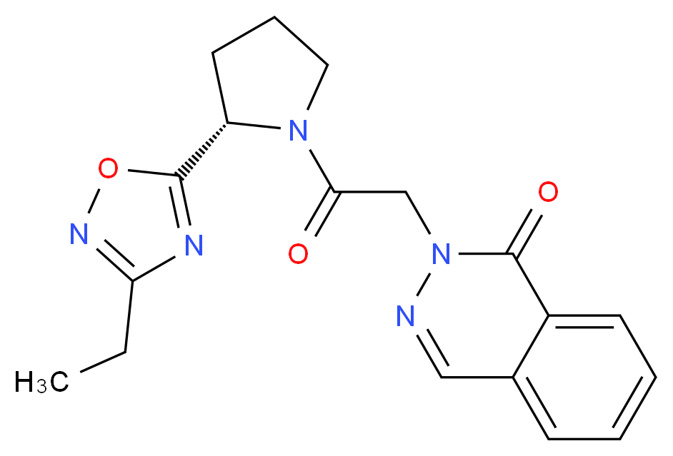 2-{2-[(2S)-2-(3-ethyl-1,2,4-oxadiazol-5-yl)pyrrolidin-1-yl]-2-oxoethyl}phthalazin-1(2H)-one_分子结构_CAS_)