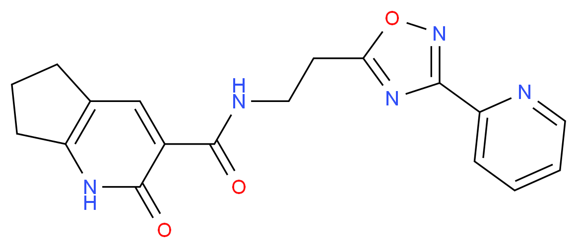 2-oxo-N-[2-(3-pyridin-2-yl-1,2,4-oxadiazol-5-yl)ethyl]-2,5,6,7-tetrahydro-1H-cyclopenta[b]pyridine-3-carboxamide_分子结构_CAS_)