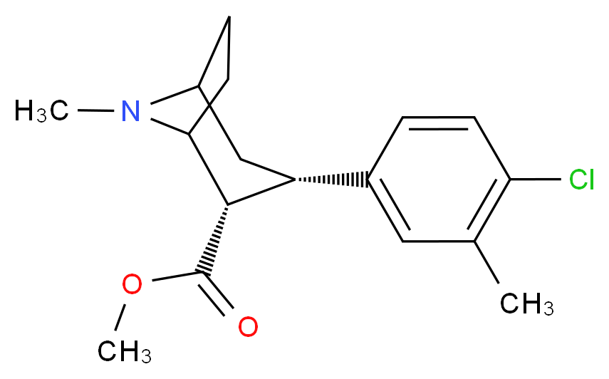 methyl (2S,3S)-3-(4-chloro-3-methylphenyl)-8-methyl-8-azabicyclo[3.2.1]octane-2-carboxylate_分子结构_CAS_143982-09-6