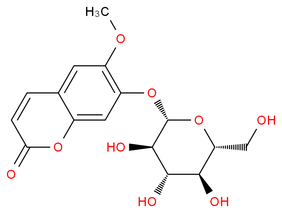 6-methoxy-7-{[(2S,3R,4S,5S,6R)-3,4,5-trihydroxy-6-(hydroxymethyl)oxan-2-yl]oxy}-2H-chromen-2-one_分子结构_CAS_531-44-2