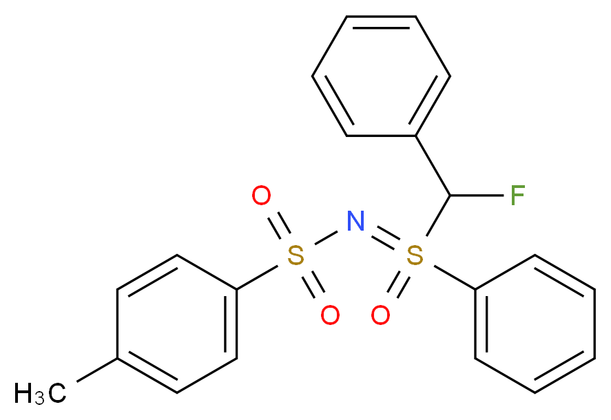 S-(α-Fluorobenzyl)-S-phenyl-N-(p-tolylsulfonyl)sulfoximine_分子结构_CAS_1260143-68-7)