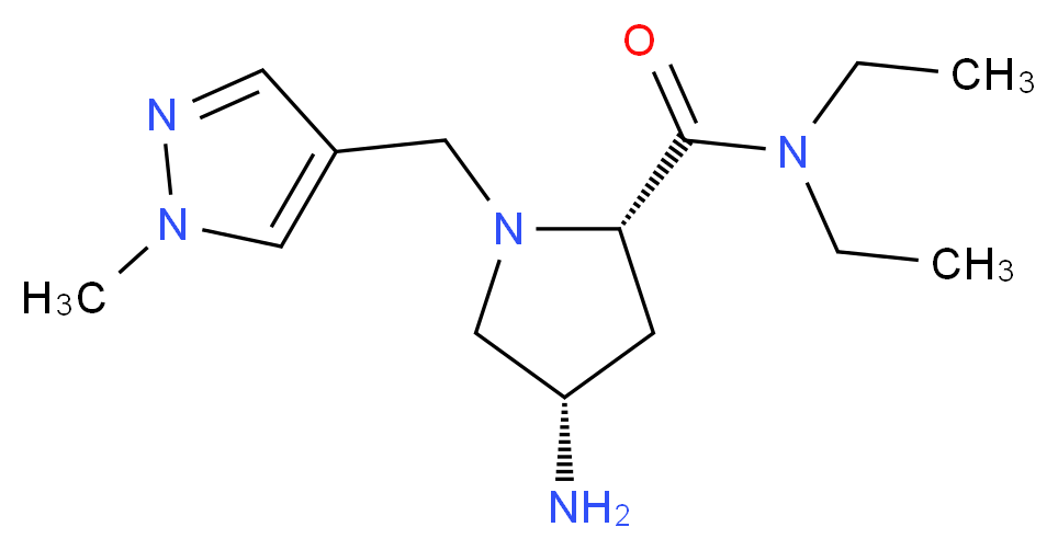 (2S,4S)-4-amino-N,N-diethyl-1-[(1-methyl-1H-pyrazol-4-yl)methyl]pyrrolidine-2-carboxamide_分子结构_CAS_)