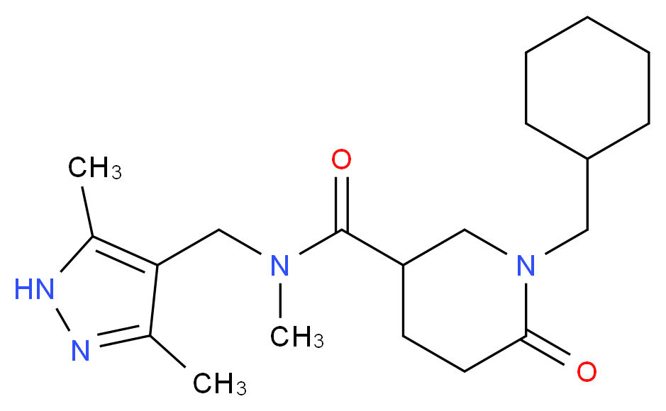 1-(cyclohexylmethyl)-N-[(3,5-dimethyl-1H-pyrazol-4-yl)methyl]-N-methyl-6-oxo-3-piperidinecarboxamide_分子结构_CAS_)