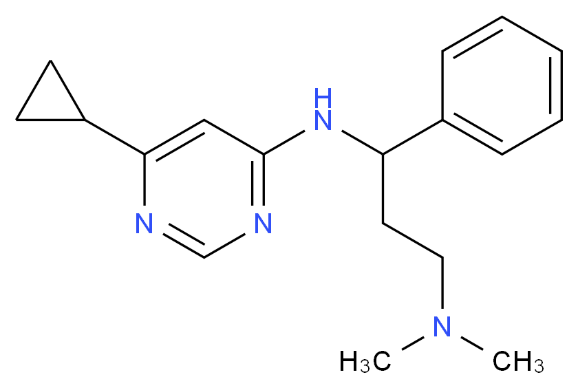 (6-cyclopropylpyrimidin-4-yl)[3-(dimethylamino)-1-phenylpropyl]amine_分子结构_CAS_)
