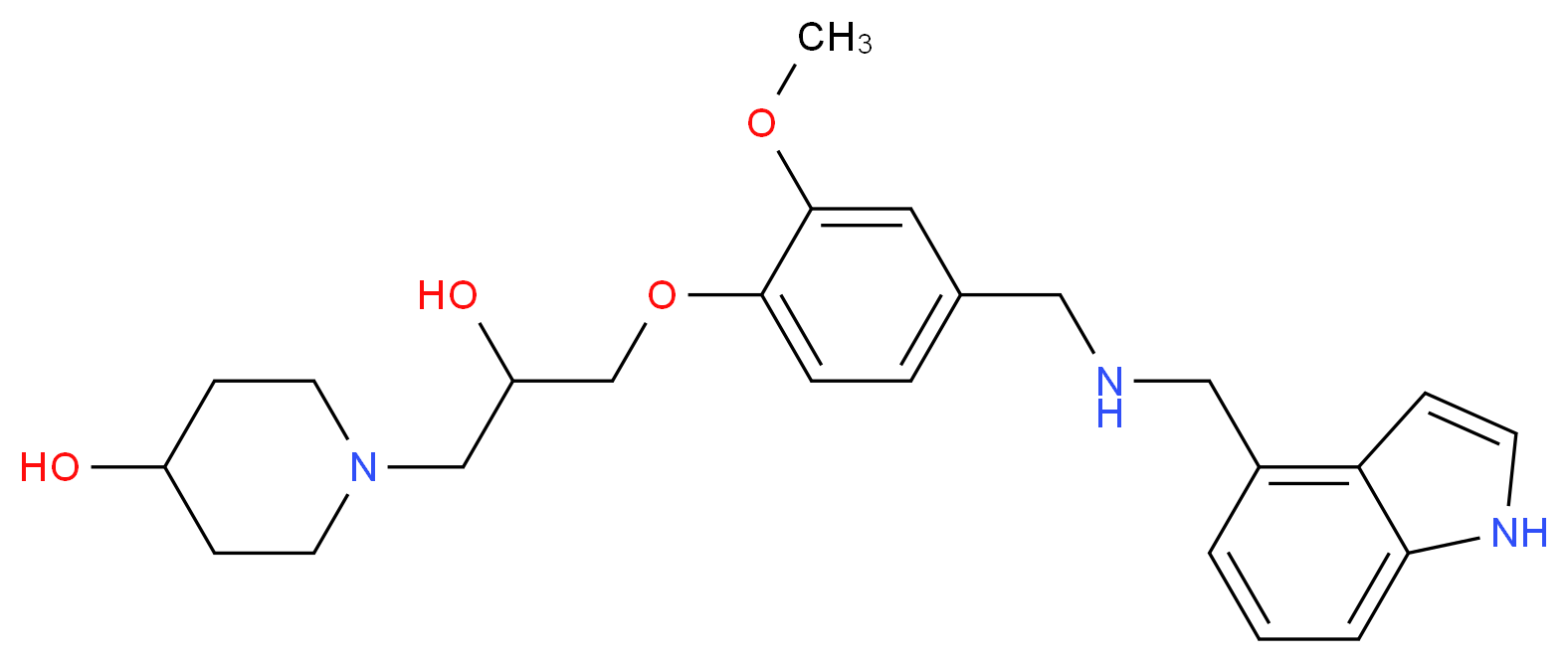 1-[2-hydroxy-3-(4-{[(1H-indol-4-ylmethyl)amino]methyl}-2-methoxyphenoxy)propyl]-4-piperidinol_分子结构_CAS_)