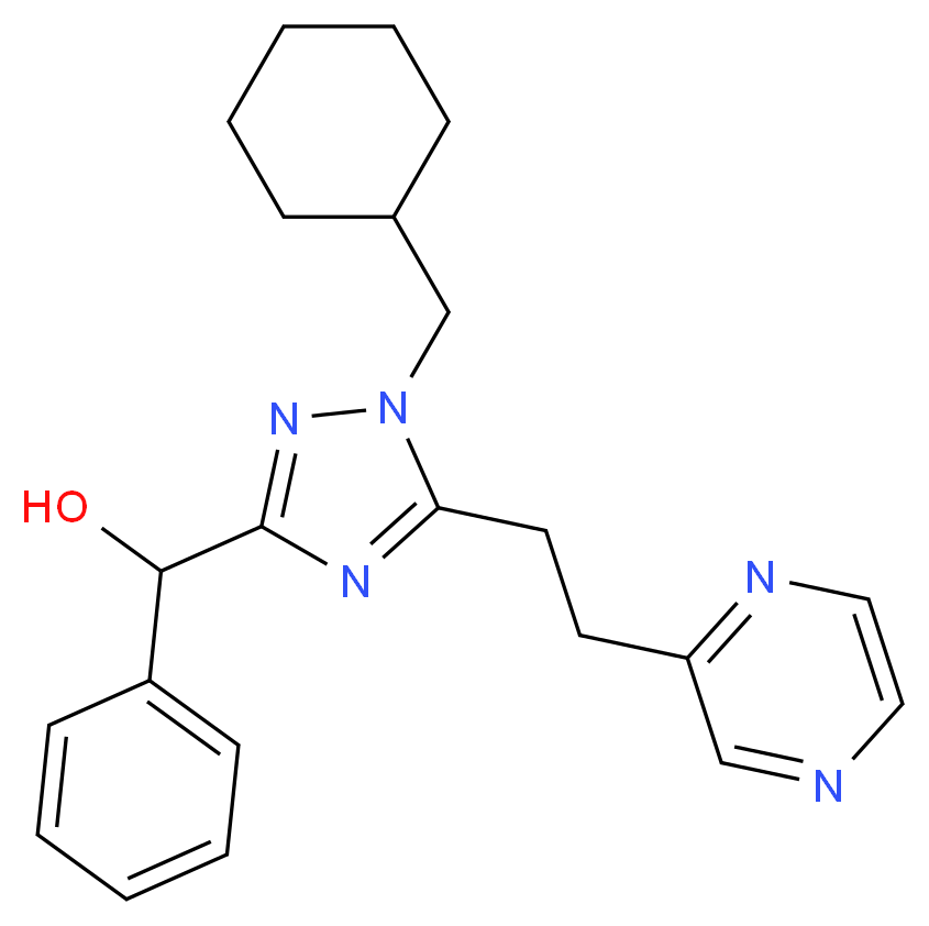 [1-(cyclohexylmethyl)-5-(2-pyrazin-2-ylethyl)-1H-1,2,4-triazol-3-yl](phenyl)methanol_分子结构_CAS_)