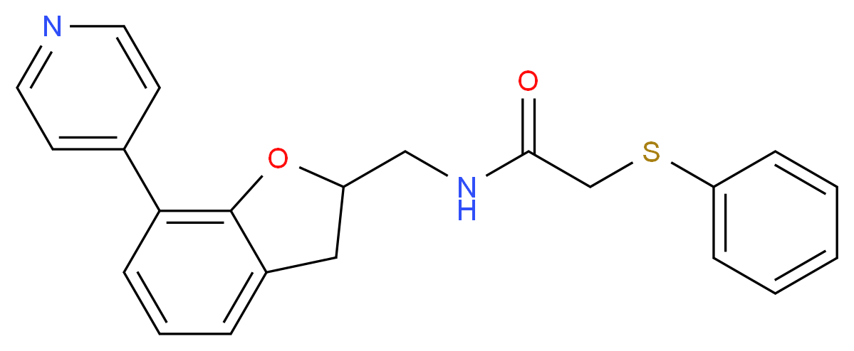 2-(phenylthio)-N-{[7-(4-pyridinyl)-2,3-dihydro-1-benzofuran-2-yl]methyl}acetamide_分子结构_CAS_)