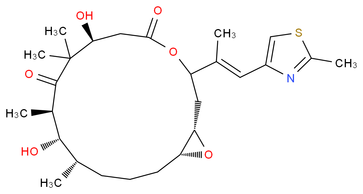 (1S,7S,10R,11S,12S,16R)-7,11-dihydroxy-8,8,10,12-tetramethyl-3-[(1E)-1-(2-methyl-1,3-thiazol-4-yl)prop-1-en-2-yl]-4,17-dioxabicyclo[14.1.0]heptadecane-5,9-dione_分子结构_CAS_152044-53-6