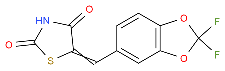 5-[(2,2-difluoro-2H-1,3-benzodioxol-5-yl)methylidene]-1,3-thiazolidine-2,4-dione_分子结构_CAS_648449-76-7