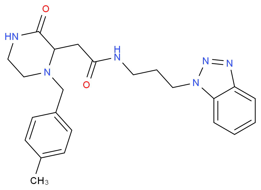 N-[3-(1H-1,2,3-benzotriazol-1-yl)propyl]-2-[1-(4-methylbenzyl)-3-oxo-2-piperazinyl]acetamide_分子结构_CAS_)