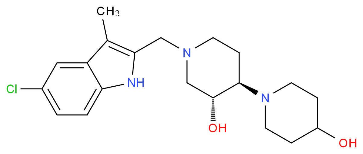 (3'R*,4'R*)-1'-[(5-chloro-3-methyl-1H-indol-2-yl)methyl]-1,4'-bipiperidine-3',4-diol_分子结构_CAS_)