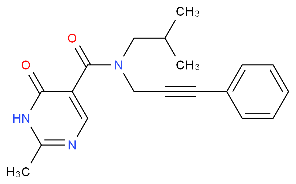 N-isobutyl-2-methyl-6-oxo-N-(3-phenylprop-2-yn-1-yl)-1,6-dihydropyrimidine-5-carboxamide_分子结构_CAS_)