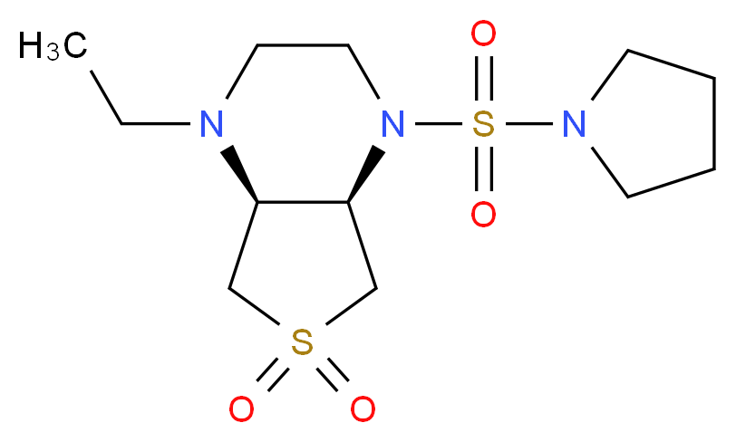 (4aR*,7aS*)-1-ethyl-4-(pyrrolidin-1-ylsulfonyl)octahydrothieno[3,4-b]pyrazine 6,6-dioxide_分子结构_CAS_)