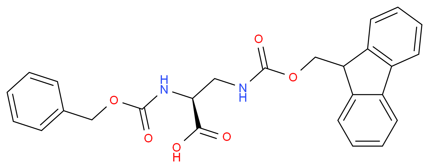 (2S)-2-{[(benzyloxy)carbonyl]amino}-3-{[(9H-fluoren-9-ylmethoxy)carbonyl]amino}propanoic acid_分子结构_CAS_142855-80-9