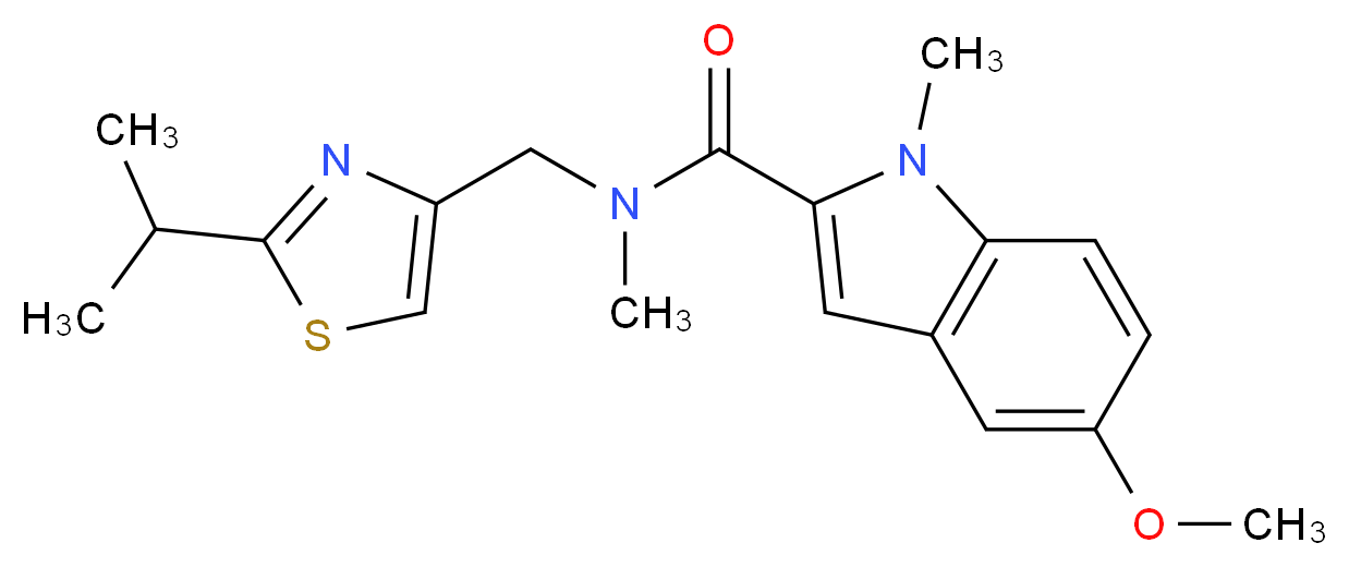 N-[(2-isopropyl-1,3-thiazol-4-yl)methyl]-5-methoxy-N,1-dimethyl-1H-indole-2-carboxamide_分子结构_CAS_)