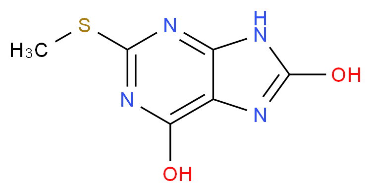 2-(methylsulfanyl)-9H-purine-6,8-diol_分子结构_CAS_14443-37-9