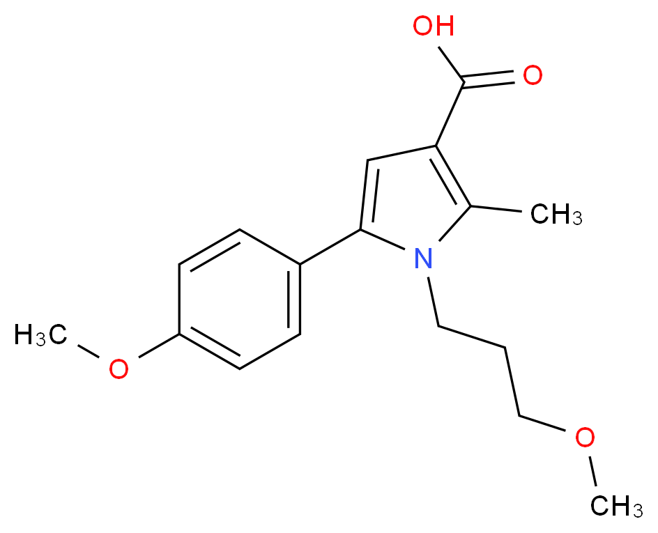 5-(4-Methoxyphenyl)-1-(3-methoxypropyl)-2-methyl-1H-pyrrole-3-carboxylic acid_分子结构_CAS_)