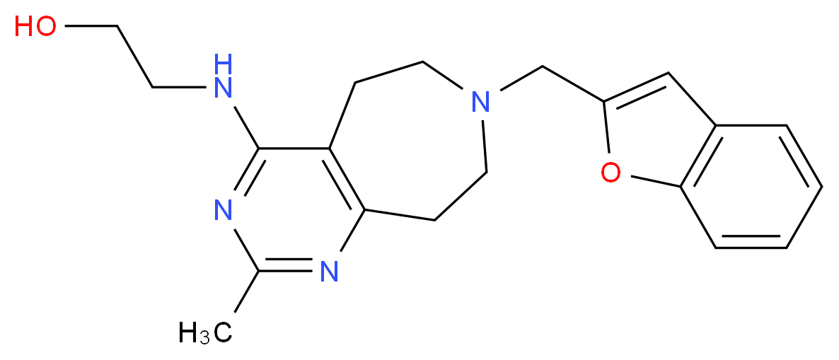 2-{[7-(1-benzofuran-2-ylmethyl)-2-methyl-6,7,8,9-tetrahydro-5H-pyrimido[4,5-d]azepin-4-yl]amino}ethanol_分子结构_CAS_)