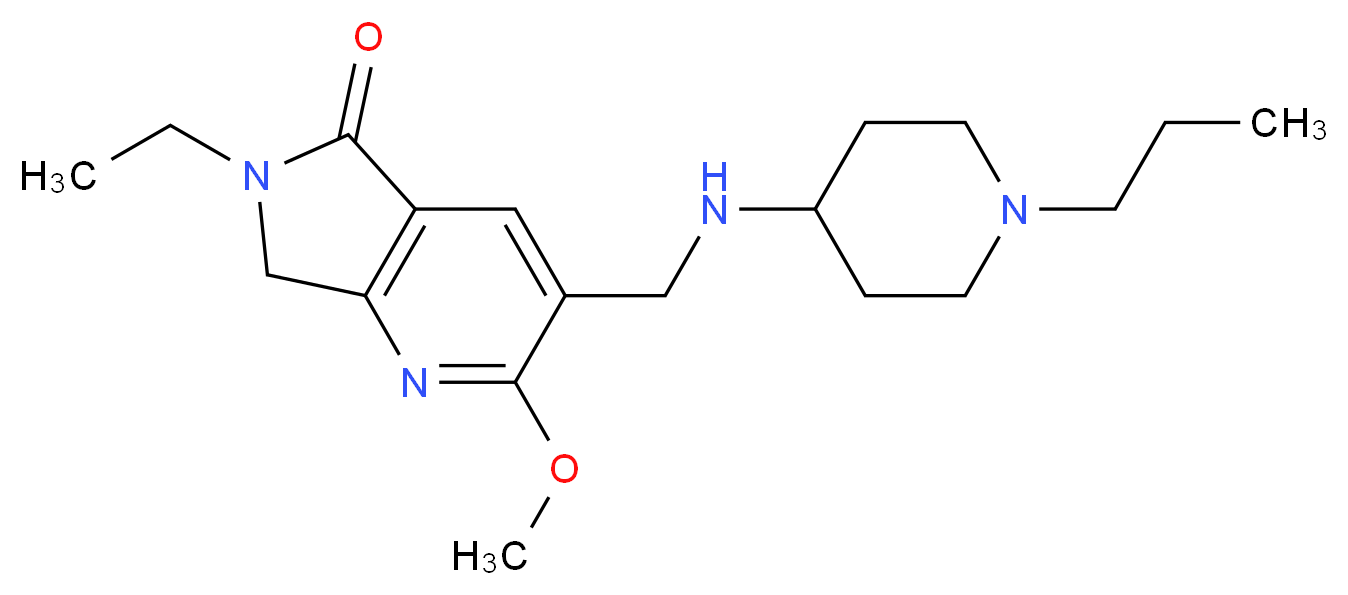6-ethyl-2-methoxy-3-{[(1-propylpiperidin-4-yl)amino]methyl}-6,7-dihydro-5H-pyrrolo[3,4-b]pyridin-5-one_分子结构_CAS_)