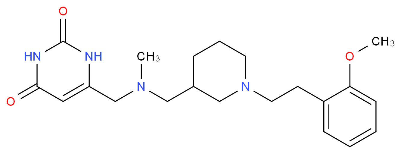 6-{[({1-[2-(2-methoxyphenyl)ethyl]piperidin-3-yl}methyl)(methyl)amino]methyl}pyrimidine-2,4(1H,3H)-dione_分子结构_CAS_)