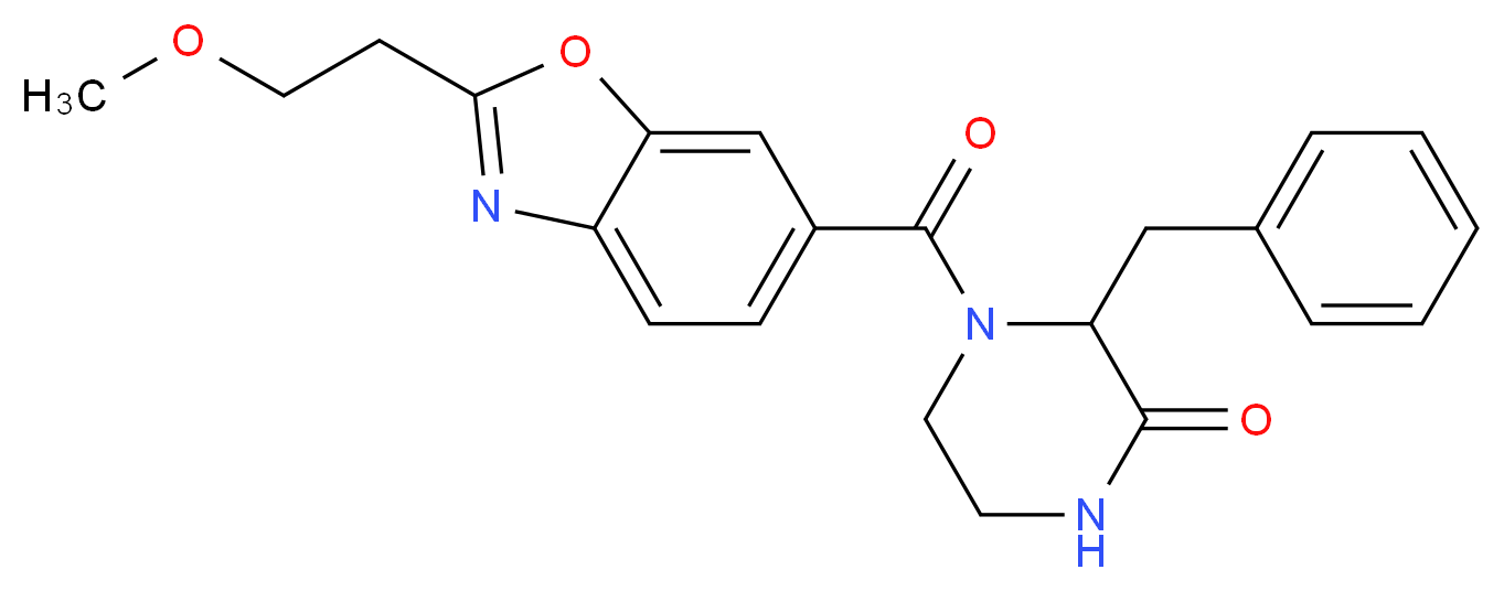3-benzyl-4-{[2-(2-methoxyethyl)-1,3-benzoxazol-6-yl]carbonyl}-2-piperazinone_分子结构_CAS_)