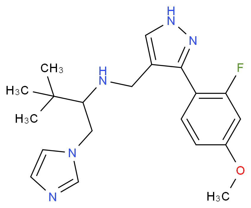 N-{[3-(2-fluoro-4-methoxyphenyl)-1H-pyrazol-4-yl]methyl}-1-(1H-imidazol-1-yl)-3,3-dimethyl-2-butanamine_分子结构_CAS_)