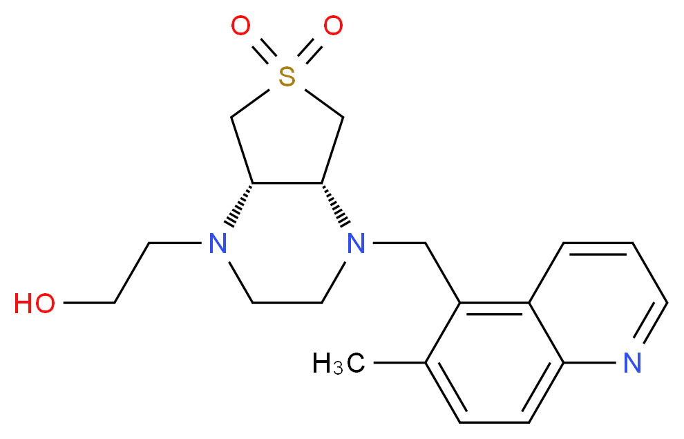 2-[(4aR*,7aS*)-4-[(6-methylquinolin-5-yl)methyl]-6,6-dioxidohexahydrothieno[3,4-b]pyrazin-1(2H)-yl]ethanol_分子结构_CAS_)
