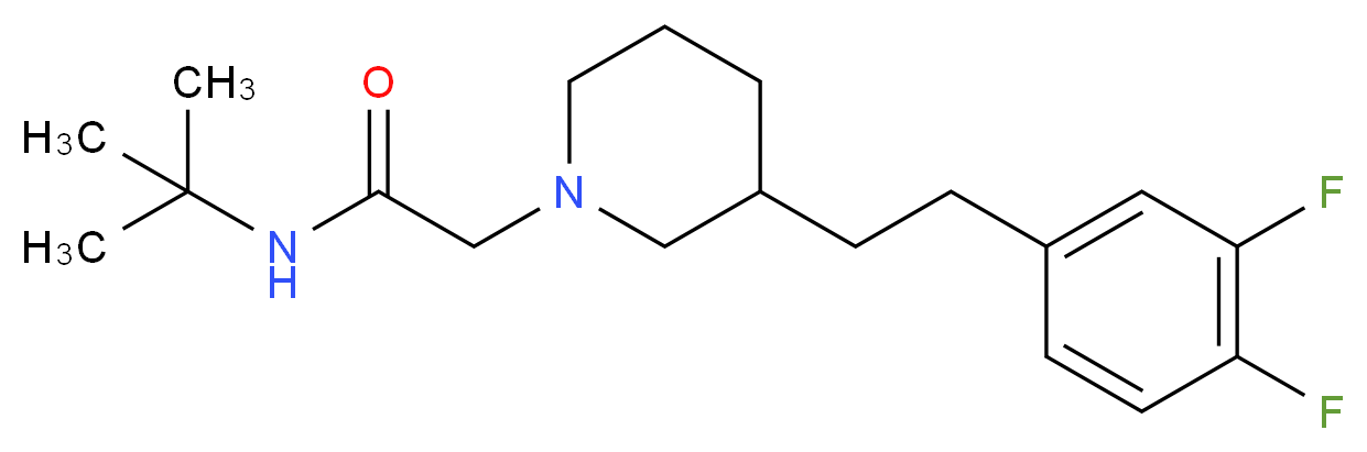 N-(tert-butyl)-2-{3-[2-(3,4-difluorophenyl)ethyl]-1-piperidinyl}acetamide_分子结构_CAS_)