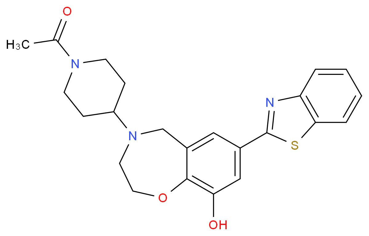4-(1-acetyl-4-piperidinyl)-7-(1,3-benzothiazol-2-yl)-2,3,4,5-tetrahydro-1,4-benzoxazepin-9-ol_分子结构_CAS_)