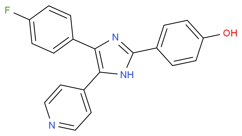 4-[4-(4-fluorophenyl)-5-(pyridin-4-yl)-1H-imidazol-2-yl]phenol_分子结构_CAS_152121-30-7