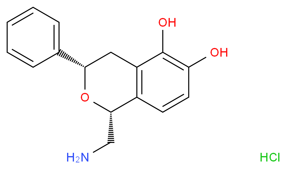 (1R,3S)-1-(aminomethyl)-3-phenyl-3,4-dihydro-1H-2-benzopyran-5,6-diol hydrochloride_分子结构_CAS_130465-39-3