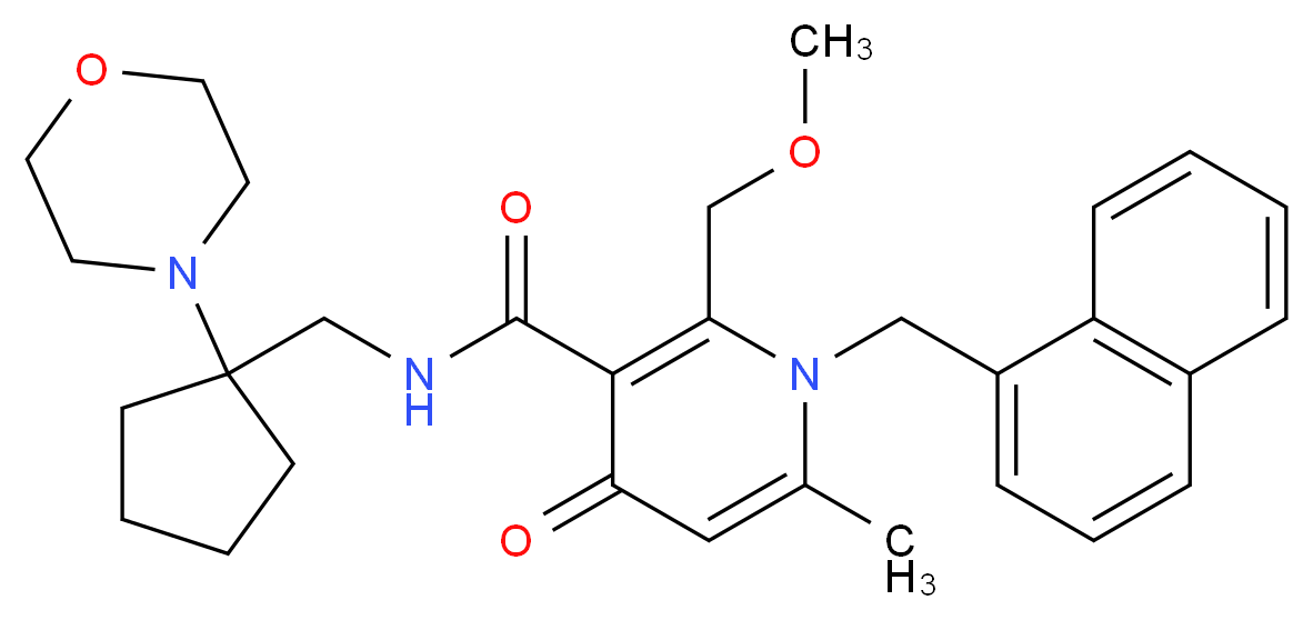 2-(methoxymethyl)-6-methyl-N-{[1-(4-morpholinyl)cyclopentyl]methyl}-1-(1-naphthylmethyl)-4-oxo-1,4-dihydro-3-pyridinecarboxamide_分子结构_CAS_)