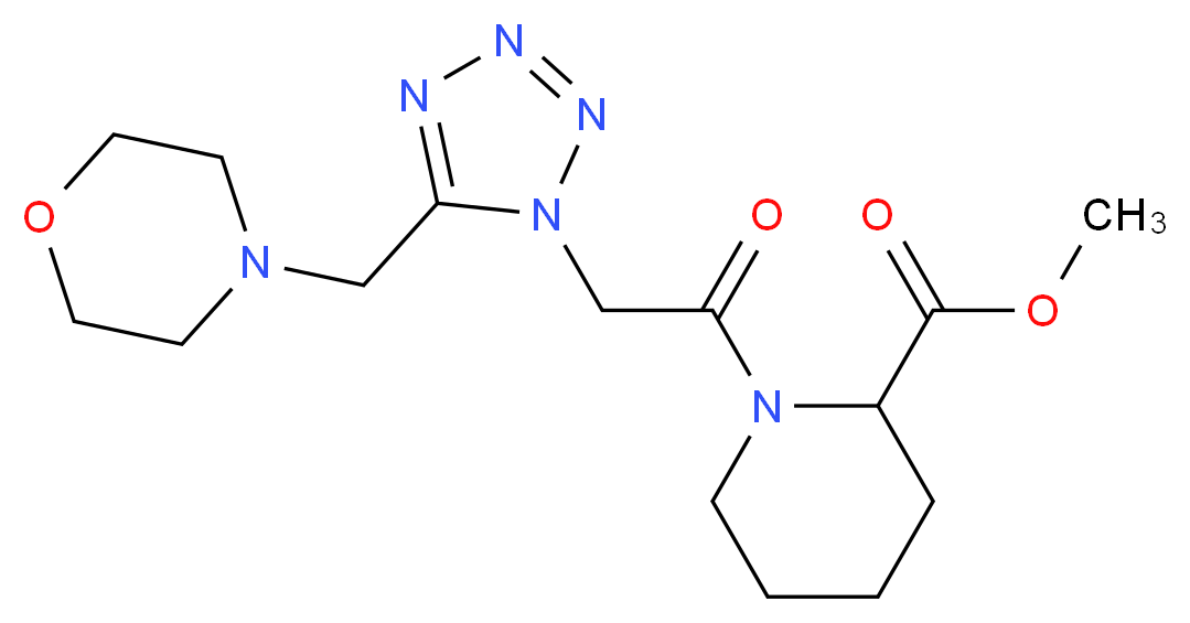 methyl 1-{[5-(4-morpholinylmethyl)-1H-tetrazol-1-yl]acetyl}-2-piperidinecarboxylate_分子结构_CAS_)