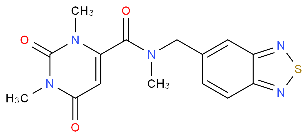 N-(2,1,3-benzothiadiazol-5-ylmethyl)-N,1,3-trimethyl-2,6-dioxo-1,2,3,6-tetrahydro-4-pyrimidinecarboxamide_分子结构_CAS_)