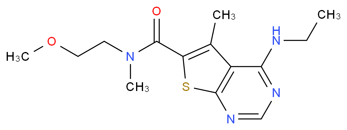4-(ethylamino)-N-(2-methoxyethyl)-N,5-dimethylthieno[2,3-d]pyrimidine-6-carboxamide_分子结构_CAS_)