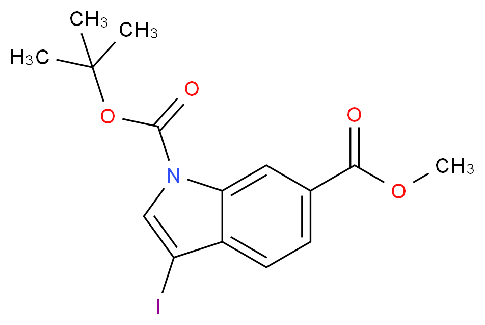 Methyl 3-iodo-1H-indole-6-carboxylate, N-BOC protected 97%_分子结构_CAS_850374-94-6)