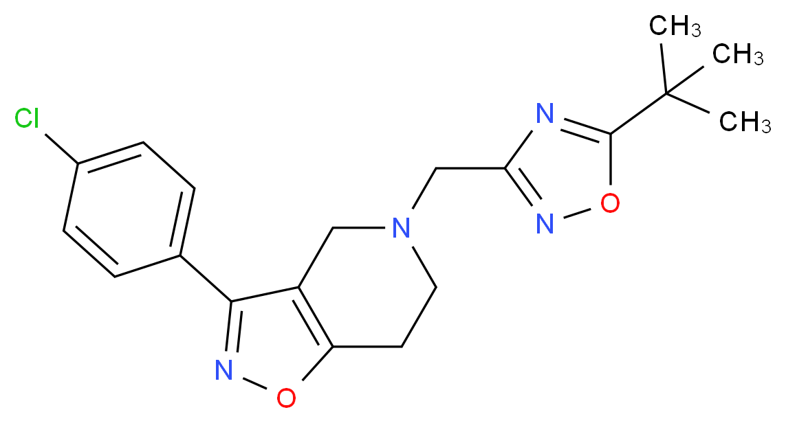 5-[(5-tert-butyl-1,2,4-oxadiazol-3-yl)methyl]-3-(4-chlorophenyl)-4,5,6,7-tetrahydroisoxazolo[4,5-c]pyridine_分子结构_CAS_)