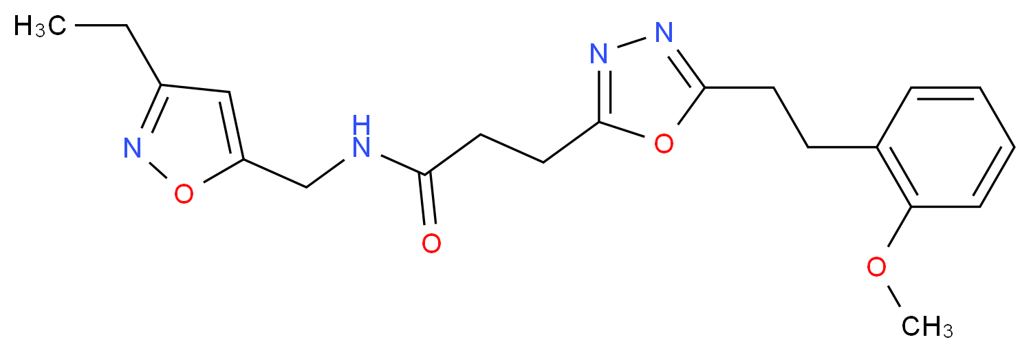 N-[(3-ethyl-5-isoxazolyl)methyl]-3-{5-[2-(2-methoxyphenyl)ethyl]-1,3,4-oxadiazol-2-yl}propanamide_分子结构_CAS_)