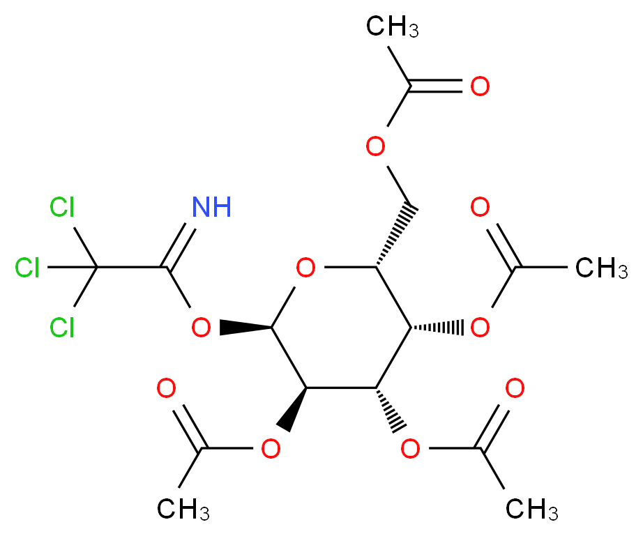 [(2R,3S,4S,5R,6R)-3,4,5-tris(acetyloxy)-6-[(trichloroethanimidoyl)oxy]oxan-2-yl]methyl acetate_分子结构_CAS_86520-63-0