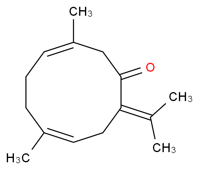 (3E,7E)-3,7-dimethyl-10-(propan-2-ylidene)cyclodeca-3,7-dien-1-one_分子结构_CAS_6902-91-6