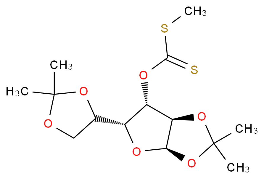 {[(3aR,5R,6S,6aR)-5-(2,2-dimethyl-1,3-dioxolan-4-yl)-2,2-dimethyl-tetrahydro-2H-furo[2,3-d][1,3]dioxol-6-yl]oxy}(methylsulfanyl)methanethione_分子结构_CAS_16667-96-2