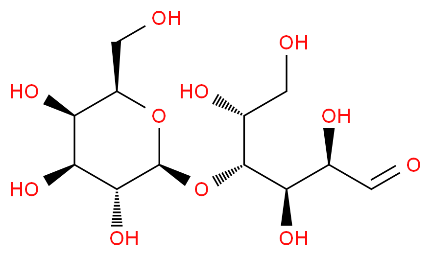 (2R,3R,4R,5R)-2,3,5,6-tetrahydroxy-4-{[(2S,3R,4S,5R,6R)-3,4,5-trihydroxy-6-(hydroxymethyl)oxan-2-yl]oxy}hexanal_分子结构_CAS_63-42-3