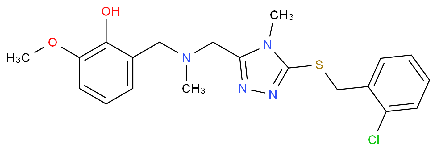 2-{[({5-[(2-chlorobenzyl)thio]-4-methyl-4H-1,2,4-triazol-3-yl}methyl)(methyl)amino]methyl}-6-methoxyphenol_分子结构_CAS_)