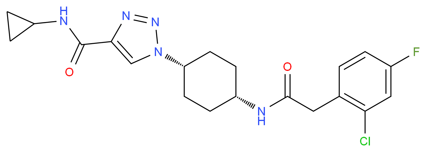 1-(cis-4-{[(2-chloro-4-fluorophenyl)acetyl]amino}cyclohexyl)-N-cyclopropyl-1H-1,2,3-triazole-4-carboxamide_分子结构_CAS_)