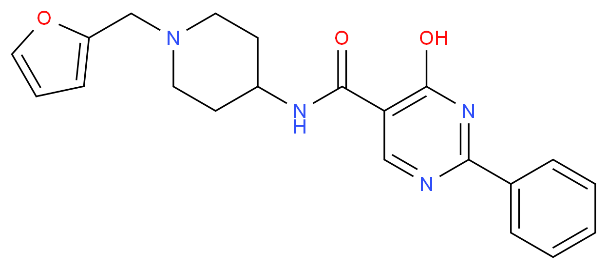 N-[1-(2-furylmethyl)piperidin-4-yl]-4-hydroxy-2-phenylpyrimidine-5-carboxamide_分子结构_CAS_)